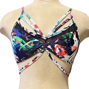 Express Bikini Top Floral Mesh Swim Swimsuit L Large New